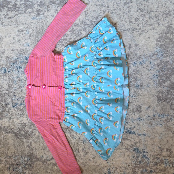Ricrac & Ruffles Size 3T Rainbow And Striped Tunic - Picture 3 of 3